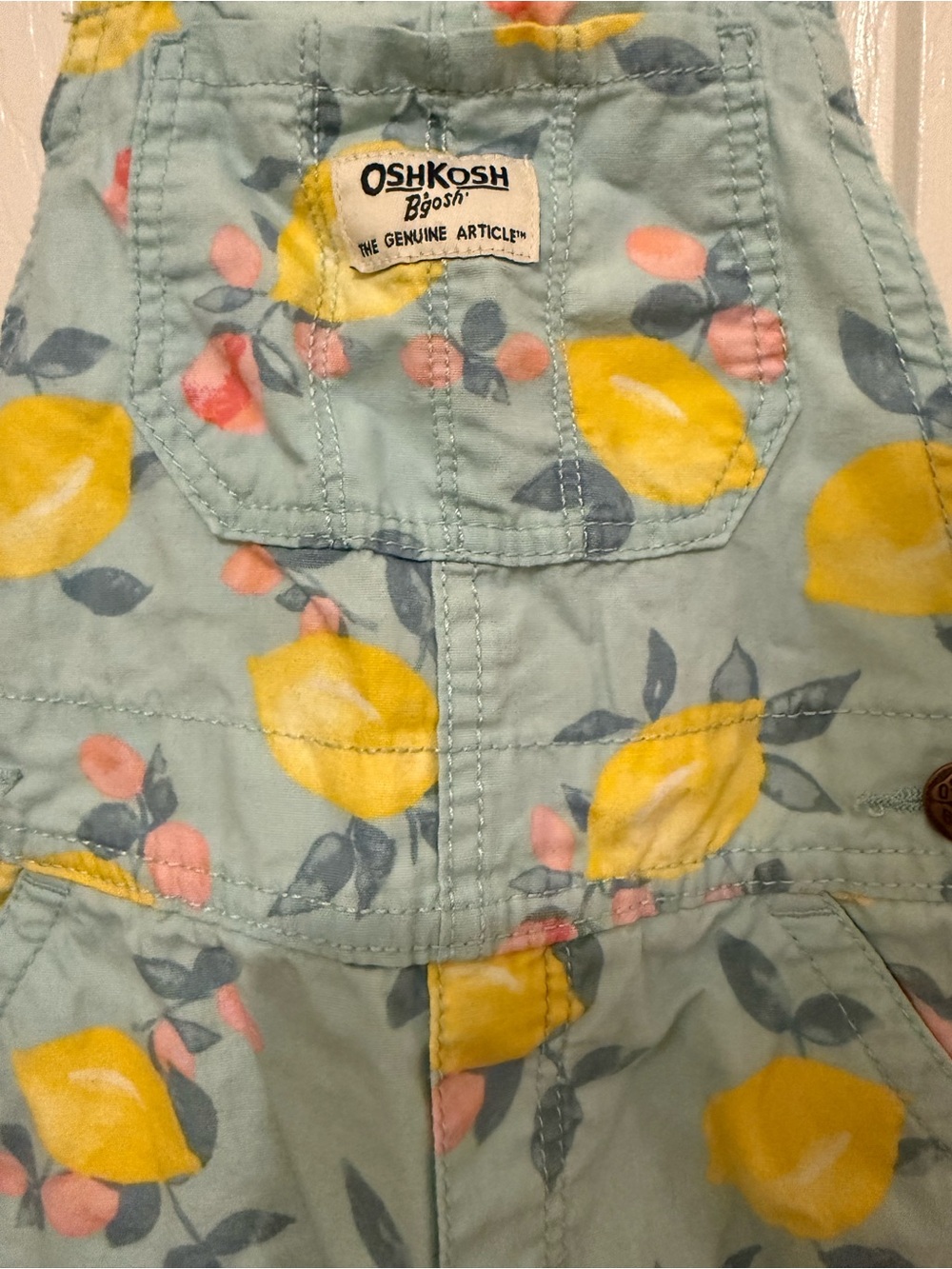 OshKosh B'gosh Toddler Lemon Print Shortalls Blue 4T - Picture 3 of 6